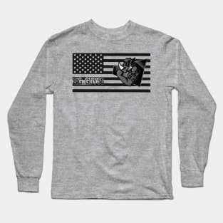 Black and white flag with logo Long Sleeve T-Shirt